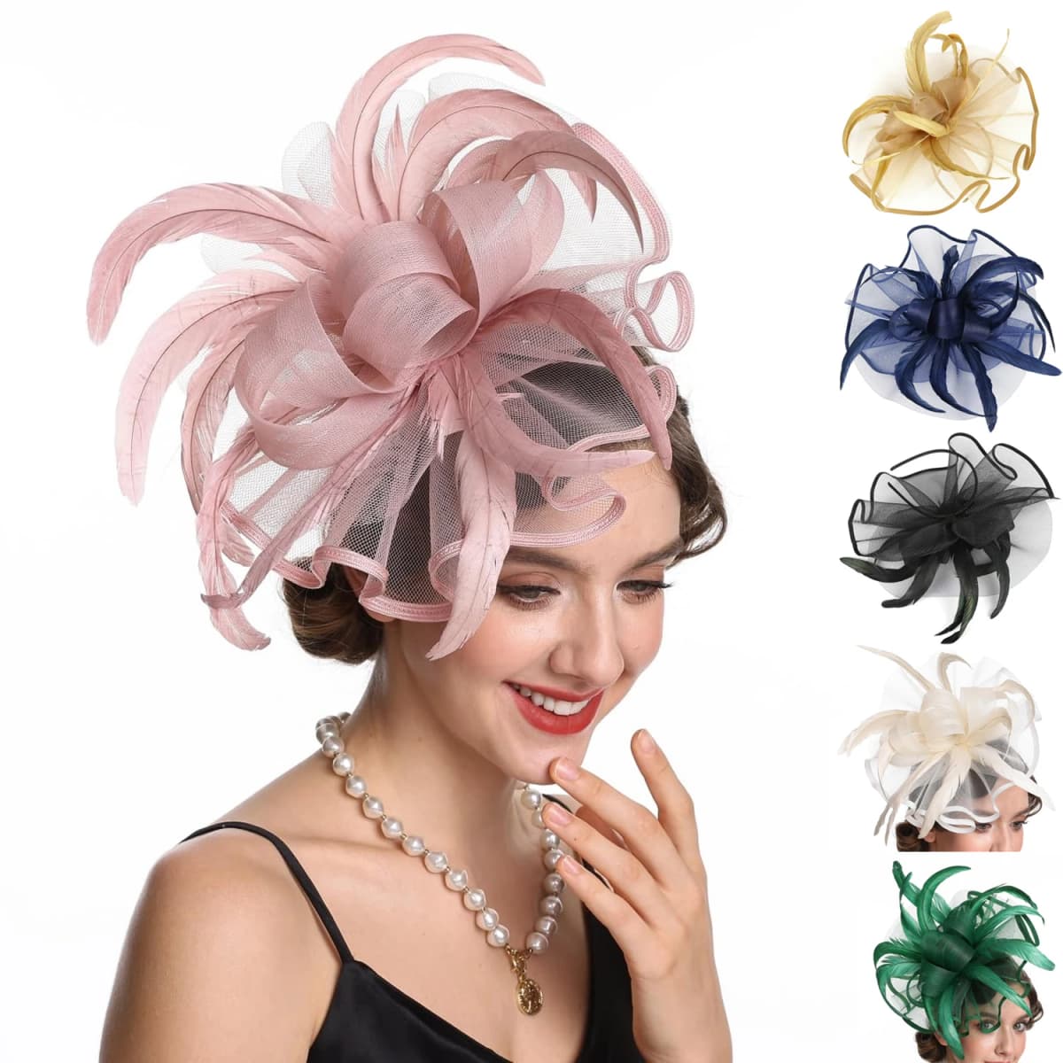2026 Elegant Women's Fascinator Hat with Mesh and Big Feather Hair Clip Headpiece for Weddings Tea Party Hair Accessories