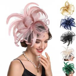 2026 Elegant Women's Fascinator Hat with Mesh and Big Feather Hair Clip Headpiece for Weddings Tea Party Hair Accessories