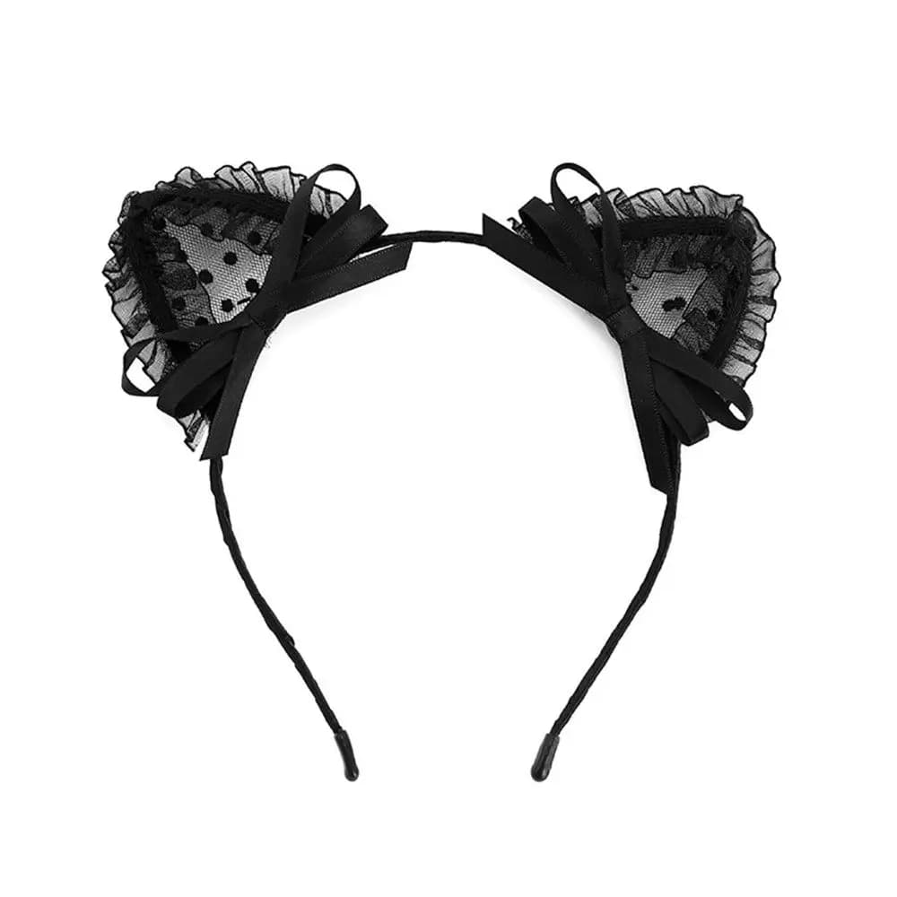 Adult Teens Masquerade Lace Cat Ear Headband Hair Accessories Fancy Dress Hairband Cosplay Headwear