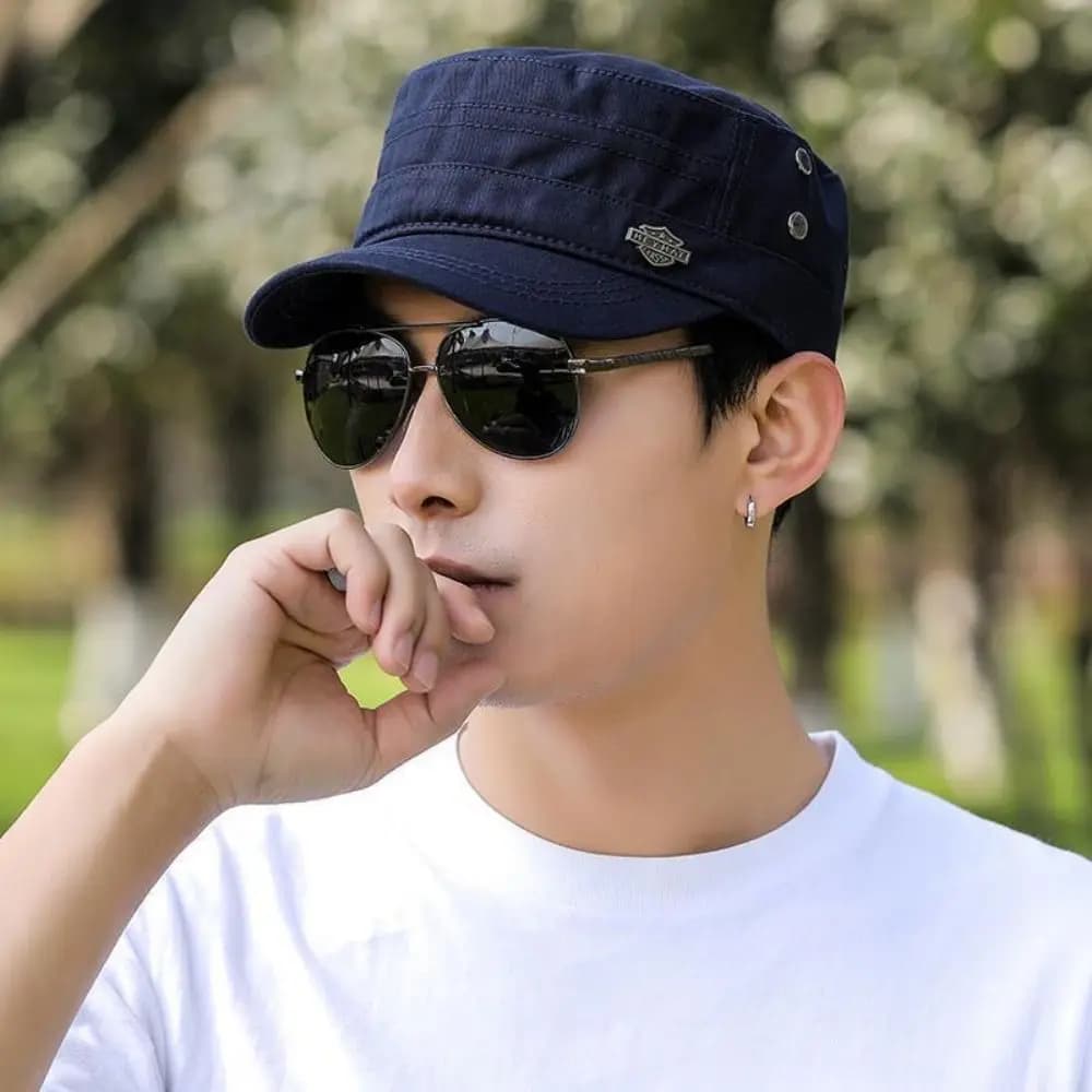 Casual Cotton Flat Top Cap Adjustable Sunshade Men's Peaked Hat Golf Caps Four Seasons