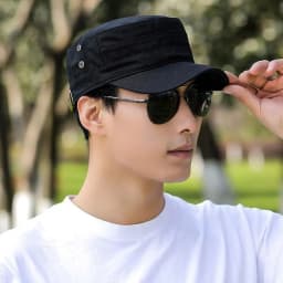 Casual Cotton Flat Top Cap Adjustable Sunshade Men's Peaked Hat Golf Caps Four Seasons