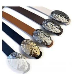 New stylish niche-design minimalist oval leather buckle a sophisticated commuter belt that pairs perfectly with jeans