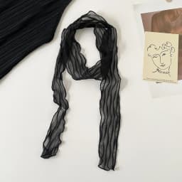 Crinkled Chiffon Skinny Scarf Lightweight Sheer Texture Neckerchief Multi-use Hair Scarf Bag Handle Wrap for Daily Office Gift
