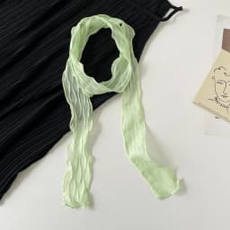 Crinkled Chiffon Skinny Scarf Lightweight Sheer Texture Neckerchief Multi-use Hair Scarf Bag Handle Wrap for Daily Office Gift