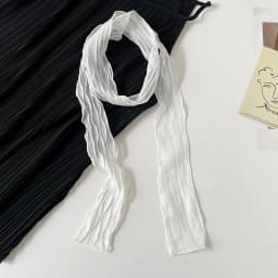Crinkled Chiffon Skinny Scarf Lightweight Sheer Texture Neckerchief Multi-use Hair Scarf Bag Handle Wrap for Daily Office Gift