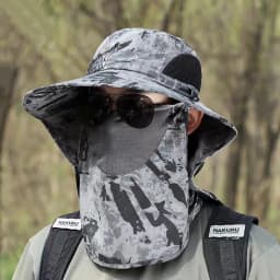 Summer Women Men Hiking Fishing Boonie Hat Outdoor Sport Sun UV Protection Neck Face Camouflage Adjustable Bucket Caps and Mask