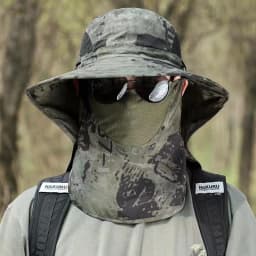 Summer Women Men Hiking Fishing Boonie Hat Outdoor Sport Sun UV Protection Neck Face Camouflage Adjustable Bucket Caps and Mask