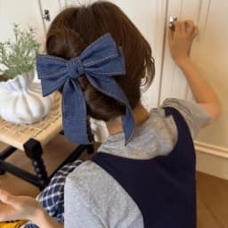 〔YS1〕Fashion Denim Blue Ribbon Bowknot Hair Clips For Women Girls Sweet Elegant Ponytail Hairpins Duckbill Clip Hair Accessories