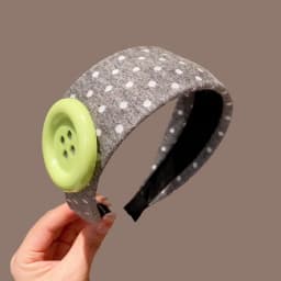 Sweet and Cute Colorful Headband Button Dopamine Hairhoops Large Button Headband Hair Bands for Women