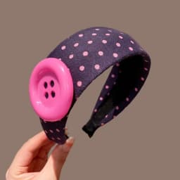 Sweet and Cute Colorful Headband Button Dopamine Hairhoops Large Button Headband Hair Bands for Women