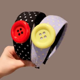 Sweet and Cute Colorful Headband Button Dopamine Hairhoops Large Button Headband Hair Bands for Women