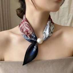 Luxury Elegant Chic Lazy Scarf Lightweight Convenient Magnetic Buckle Scarf Pearl Tail Artistic Accessory Neck Wrap Scarves