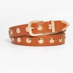 1pc women's vintage-style studded belt, golden buckle casual wear accessory belt, suitable for leisure outings