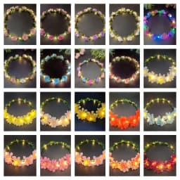 Elegant Simulation Rose Flower Wreath Headband Luminous Tiara Flower Crowns LED Light Garland Glowing Wreath Wedding