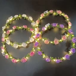 Elegant Simulation Rose Flower Wreath Headband Luminous Tiara Flower Crowns LED Light Garland Glowing Wreath Wedding