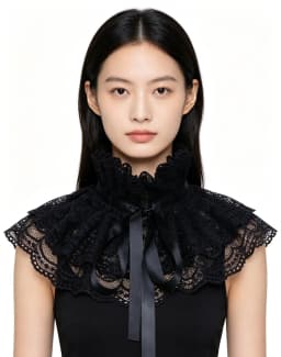 Detachable Lace Stand Collar Lolita Fake Collar Double-Layer Shawl Decorative Collar Dress Lace Up Collar