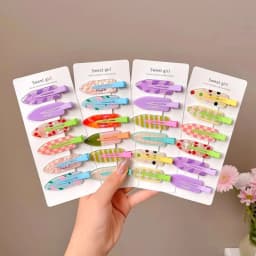 6Pcs/Set Acrylic Sakura Pink Seamless Hair Clip Women No Bend Bangs Clip Duckbill Clip Hairpins Hair Accessories for Women Girls