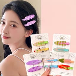 6Pcs/Set Acrylic Sakura Pink Seamless Hair Clip Women No Bend Bangs Clip Duckbill Clip Hairpins Hair Accessories for Women Girls