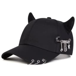 European and American Personalized Metal Hoop with Horn-Shaped Metal Decoration Pin for Street Fashion Baseball Cap