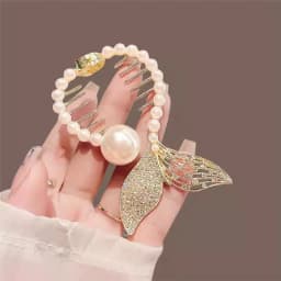 High-End Pearl Fishtail Hair Clip for Women, Bun Hair Clip for the Back of the Head, Lazy Hair Styling Tool, Elegant Ponytail Clip