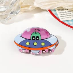 Cartoon Colorful Spaceship Alien Print Hair Claw Light Luxury Claw Clip Crab Hair Clip for Women Girls Hair Accessories