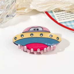 Cartoon Colorful Spaceship Alien Print Hair Claw Light Luxury Claw Clip Crab Hair Clip for Women Girls Hair Accessories