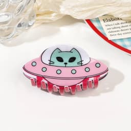 Cartoon Colorful Spaceship Alien Print Hair Claw Light Luxury Claw Clip Crab Hair Clip for Women Girls Hair Accessories