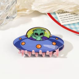 Cartoon Colorful Spaceship Alien Print Hair Claw Light Luxury Claw Clip Crab Hair Clip for Women Girls Hair Accessories