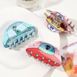 Cartoon Colorful Spaceship Alien Print Hair Claw Light Luxury Claw Clip Crab Hair Clip for Women Girls Hair Accessories