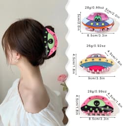 Cartoon Colorful Spaceship Alien Print Hair Claw Light Luxury Claw Clip Crab Hair Clip for Women Girls Hair Accessories