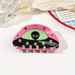 Cartoon Colorful Spaceship Alien Print Hair Claw Light Luxury Claw Clip Crab Hair Clip for Women Girls Hair Accessories