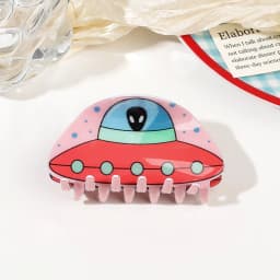 Cartoon Colorful Spaceship Alien Print Hair Claw Light Luxury Claw Clip Crab Hair Clip for Women Girls Hair Accessories