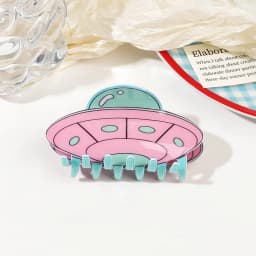 Cartoon Colorful Spaceship Alien Print Hair Claw Light Luxury Claw Clip Crab Hair Clip for Women Girls Hair Accessories