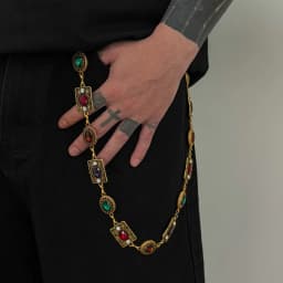 Women's Dress Waist Chain Accessory, Golden & Silver Metal Oval Carved Chain Rhinestone Belt