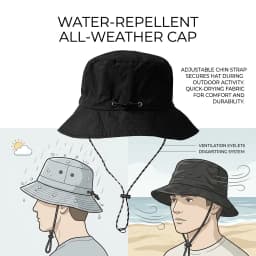 Men's Waterproof Quick-Dry Foldable Sun Hat for Outdoor Hiking and Travel