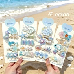 5/20 Pcs beach vacation style acrylic shell conch hair clip set with side clip and sweet duckbill clip