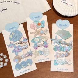 5/20 Pcs beach vacation style acrylic shell conch hair clip set with side clip and sweet duckbill clip