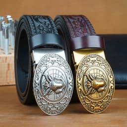 Second Layer Cowhide Ratchet Belt for Men - Adjustable Automatic Buckle, Easy to Wear And Suitable For Any Occasion