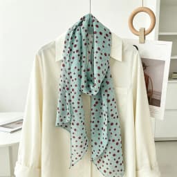 Ladies New Ins Style Brown Chiffon Polka Dot Long Silk Scarf Multifunctional Accessory Neck Women's Headband Tie Hair Towel