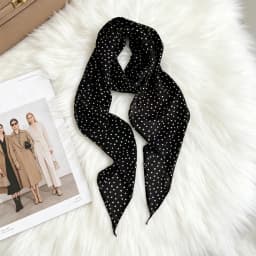 Ladies New Ins Style Brown Chiffon Polka Dot Long Silk Scarf Multifunctional Accessory Neck Women's Headband Tie Hair Towel