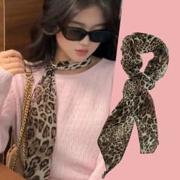Ladies New Ins Style Brown Chiffon Polka Dot Long Silk Scarf Multifunctional Accessory Neck Women's Headband Tie Hair Towel
