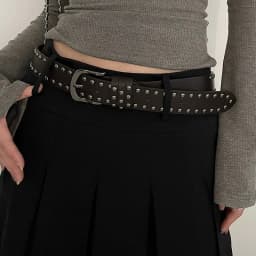 Stylish Western Punk-Style Belt Cool Girl's Edgy Versatile Jeans Belt Women's High-End Metal Statement Studded Belts
