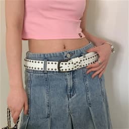 Stylish Western Punk-Style Belt Cool Girl's Edgy Versatile Jeans Belt Women's High-End Metal Statement Studded Belts