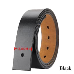 3.8cm Genuine Leather No Buckle Belt, Unisex Cowskin Belt Body, Men's Pin-Free Waist Strap Black Brown for Daily Casual Wear