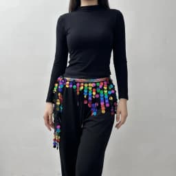 Creative Belly Dance Belt Long Tassel Glitter Sequins Belly Dance Hip Scarf Classic Wrap Skirt Sequin Waist Chain Girls