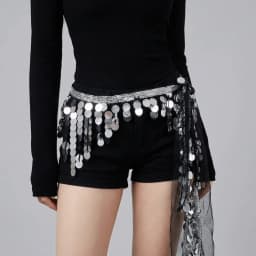 Creative Belly Dance Belt Long Tassel Glitter Sequins Belly Dance Hip Scarf Classic Wrap Skirt Sequin Waist Chain Girls