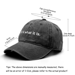 1pc Classic Washed "it Is What It Is." Print Baseball Caps for Women Summer Adjustable Snapback Dad Cap Slouchy Trendy Sun Hats