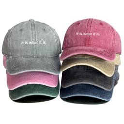 1pc Classic Washed "it Is What It Is." Print Baseball Caps for Women Summer Adjustable Snapback Dad Cap Slouchy Trendy Sun Hats