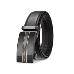 3.5cm High Quality Genuine Leather Men’s Belt, Adjustable Ratchet Automatic Buckle, Black/Brown Cuttable Business Casual Belt