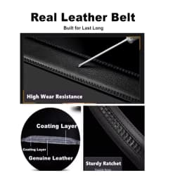 3.5cm High Quality Genuine Leather Men’s Belt, Adjustable Ratchet Automatic Buckle, Black/Brown Cuttable Business Casual Belt